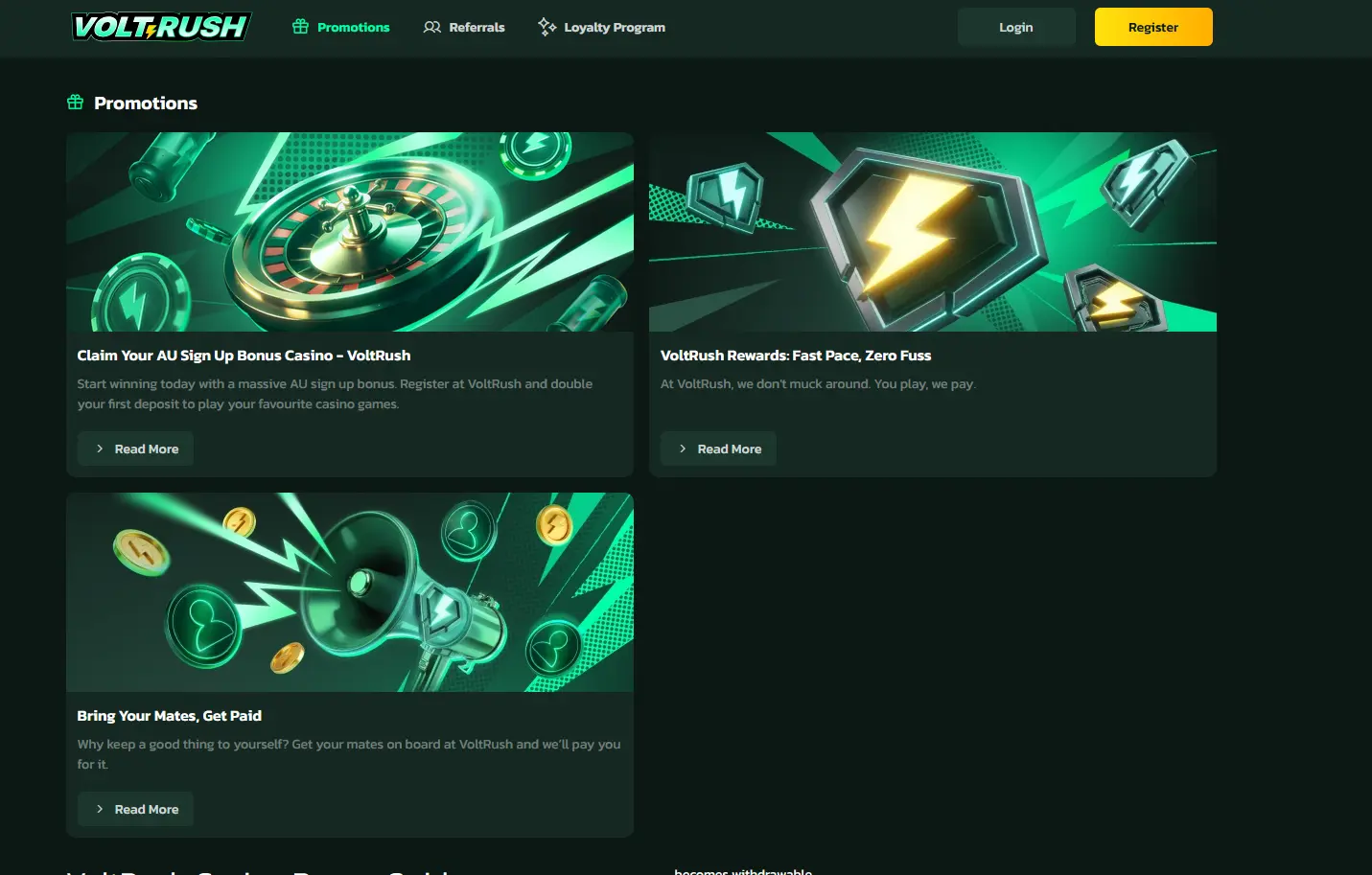Volt Rush welcome bonus package up to AUD $6,000 plus 125 free spins
